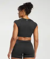 Adapt Fleck Seamless Crop Top(Black/Smokey Grey,XXS)