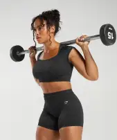 Adapt Fleck Seamless Crop Top(Black/Smokey Grey,XXS)