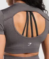 Adapt Monogram Seamless Ruched Crop Top(Greyed Purple/Brushed Grey,XXS)