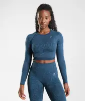 Adapt Animal Seamless Lace Up Back Top(Wild | Navy,XS)