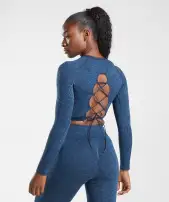 Adapt Animal Seamless Lace Up Back Top(Wild | Navy,XS)