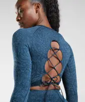 Adapt Animal Seamless Lace Up Back Top(Wild | Navy,XS)
