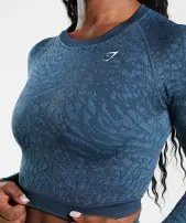 Adapt Animal Seamless Lace Up Back Top(Wild | Navy,XS)
