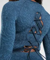Adapt Animal Seamless Lace Up Back Top(Wild | Navy,XS)