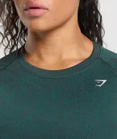 Adapt Fleck Seamless Long Sleeve Crop Top(Darkest Teal/Functional Teal,XXS)