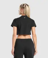Collegiate Lifestyle Crop Top(Black,XXS)