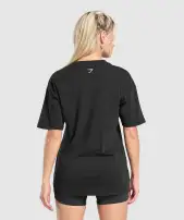Collegiate Lifestyle Oversized T-Shirt(Black,XXS)