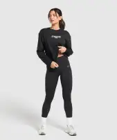 Collegiate Lifestyle Long Sleeve Top(Black,XXS)