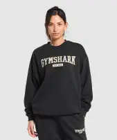 Collegiate Lifestyle Oversized Sweatshirt(Black,XXS)