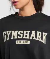 Collegiate Lifestyle Oversized Sweatshirt(Black,XXS)