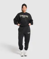 Collegiate Lifestyle Oversized Sweatshirt(Black,XXS)