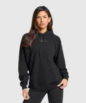Block Oversized Hoodie(Black,XXS)