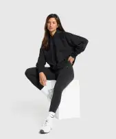 Block Oversized Hoodie(Black,XXS)