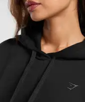 Fleece Crop Pullover(Black,XXS)