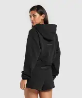 Fleece Zip Hoodie(Black,XXS)