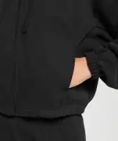Fleece Zip Hoodie(Black,XXS)