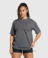 Back Gains Graphic Oversized Tee(Graphite Grey,XXS)