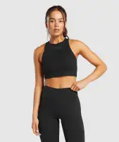 Block Crop Tank(Black,XXS)
