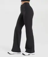 Crossover Regular Flared Leggings(Black,XXS)