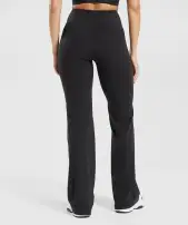 Crossover Regular Flared Leggings(Black,XXS)