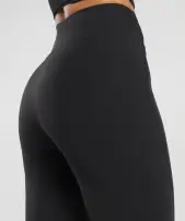 Crossover Regular Flared Leggings(Black,XXS)