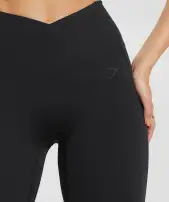 Crossover Regular Flared Leggings(Black,XXS)