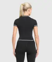 Contrast Seamless Midi Tee(Black,XXS)