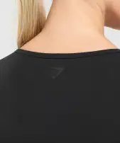 Contrast Seamless Crop Top(Black,XXS)