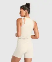 Elevate Tattoo Graphic Tank With Shelf(Cream Beige,XXS)