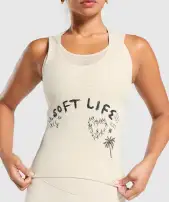 Elevate Tattoo Graphic Tank With Shelf(Cream Beige,XXS)