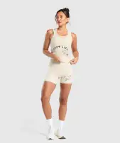 Elevate Tattoo Graphic Tank With Shelf(Cream Beige,XXS)