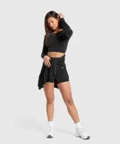 Everyday Seamless Long Sleeve Crop Top(Black,XXS)