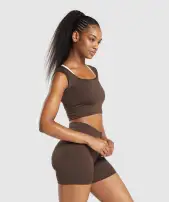 Everyday Cap Sleeve Crop Top(Archive Brown,XXS)