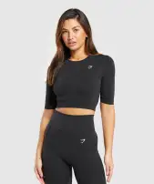 Everyday Seamless Crop Top(Black,XXS)