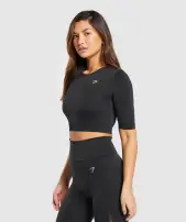 Everyday Seamless Crop Top(Black,XXS)