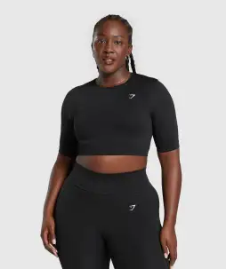 Everyday Seamless Crop Top(Black,XXS)