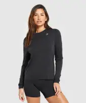 Everyday Seamless Long Sleeve Top(Black,XXS)