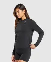 Everyday Seamless Long Sleeve Top(Black,XXS)