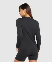 Everyday Seamless Long Sleeve Top(Black,XXS)