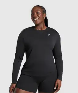 Everyday Seamless Long Sleeve Top(Black,XXS)