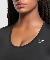Everyday Seamless Tight Fit Crew Neck Tee(Black,XXS)