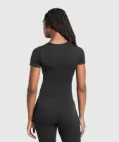 Everyday Seamless Tight Fit Crew Neck Tee(Black,XXS)