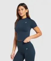 Everyday Seamless Tight Fit Tee(Navy,XS)