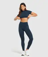 Everyday Seamless Tight Fit Tee(Navy,XS)