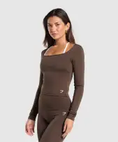 Everyday Long Sleeve Midi Top(Archive Brown,XXS)