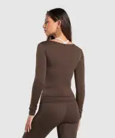 Everyday Long Sleeve Midi Top(Archive Brown,XXS)