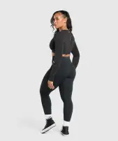 Gains Seamless Distressed Super Crop Top(Black,XXS)