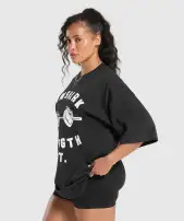 Barbell Hearts Oversized T-Shirt(Black,XXS)