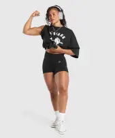 Barbell Hearts Oversized T-Shirt(Black,XXS)