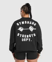 Barbell Hearts Oversized Sweatshirt(Black,XXS)